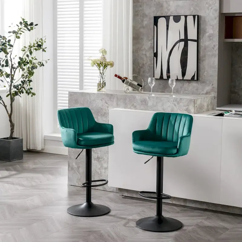 Set of 2 Adjustable Counter Height Bar Chairs for Kitchen