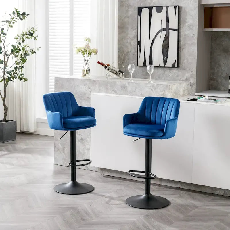Set of 2 Adjustable Counter Height Bar Chairs for Kitchen