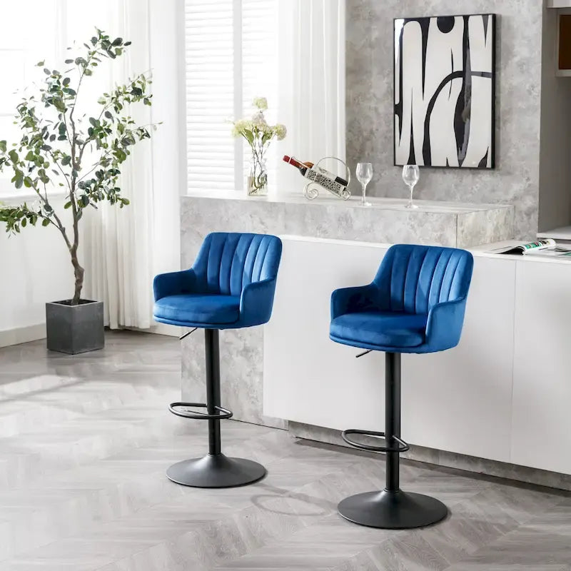 Set of 2 Adjustable Counter Height Bar Chairs for Kitchen