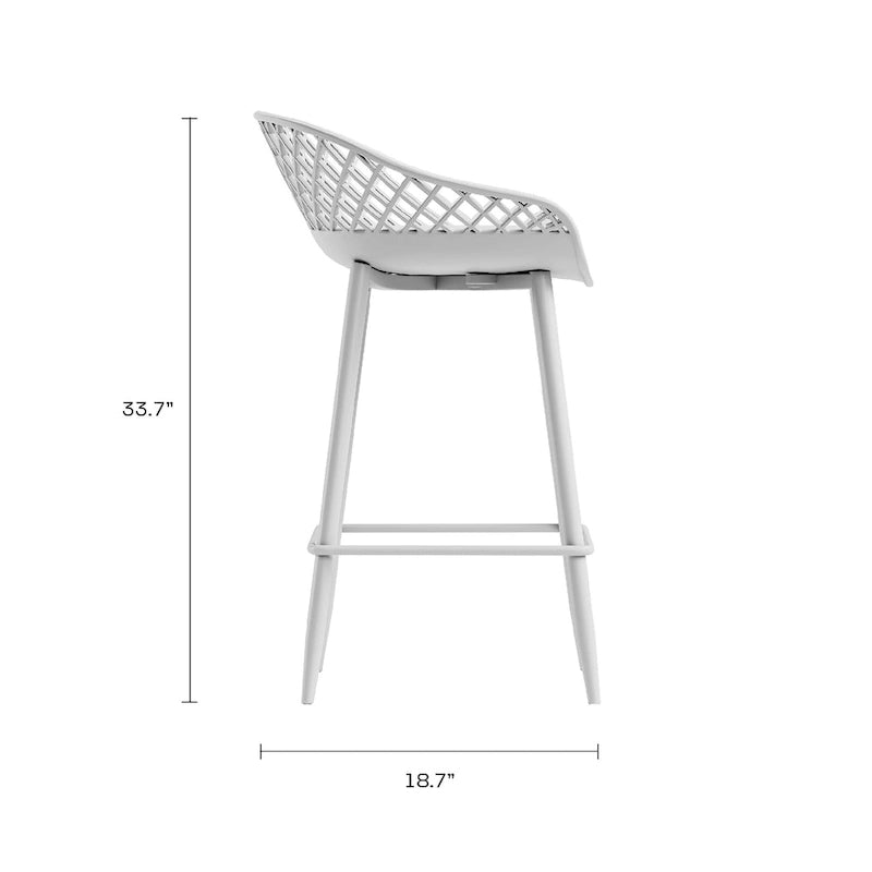 Kurv Mid-Century Modern Counter Stool with Steel Legs for Indoors or Outdoors - Set of 2