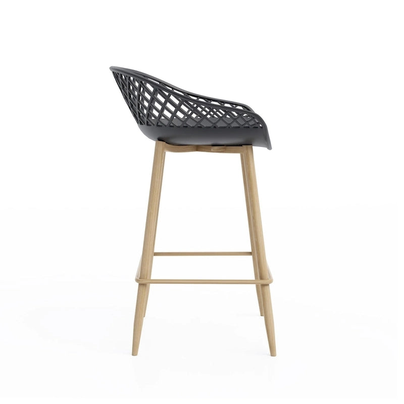 Kurv Mid-Century Modern Counter Stool with Steel Legs for Indoors or Outdoors - Set of 2