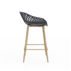Kurv Mid-Century Modern Counter Stool with Steel Legs for Indoors or Outdoors - Set of 2