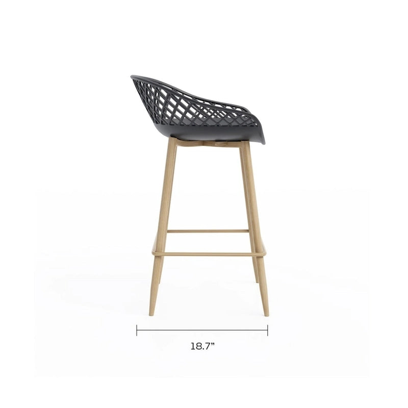 Kurv Mid-Century Modern Counter Stool with Steel Legs for Indoors or Outdoors - Set of 2