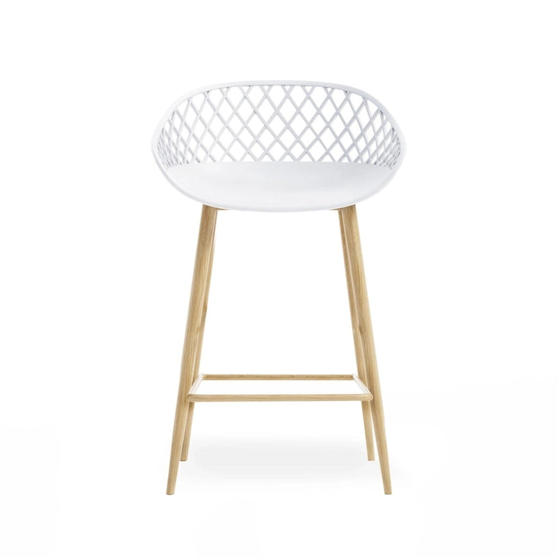 Kurv Mid-Century Modern Counter Stool with Steel Legs for Indoors or Outdoors - Set of 2