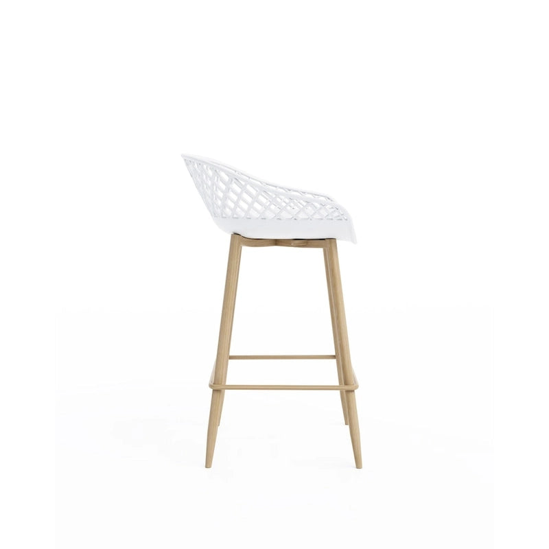Kurv Mid-Century Modern Counter Stool with Steel Legs for Indoors or Outdoors - Set of 2