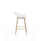 Kurv Mid-Century Modern Counter Stool with Steel Legs for Indoors or Outdoors - Set of 2