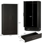 Kerrogee 31.5W x 66.9H Armoire 2 Door 1 Drawer With Rod