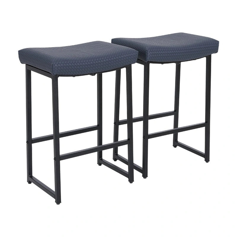 2-Piece Saddle Design PU Leather Bar Stool with Sturdy Metal Frame