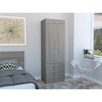TUHOME Lisboa Armoire with Double Doors, 2 Drawers, and Hanging Rod
