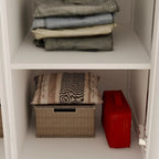 47.2 Lacquered Armoires Wardrobes With Mirror Door 5 Drawer in White