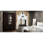 47.2 Lacquered Armoires Wardrobes With Mirror Door 5 Drawer in White