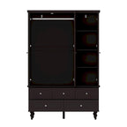 47.2 Lacquered Armoires Wardrobes With Mirror Door 5 Drawer in White