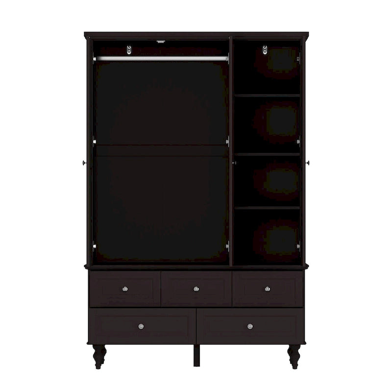 47.2 Lacquered Armoires Wardrobes With Mirror Door 5 Drawer in White