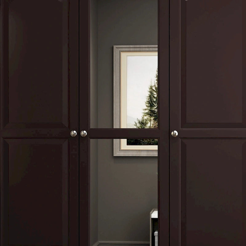 47.2 Lacquered Armoires Wardrobes With Mirror Door 5 Drawer in White