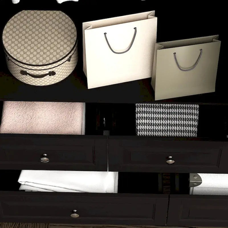 47.2 Lacquered Armoires Wardrobes With Mirror Door 5 Drawer in White