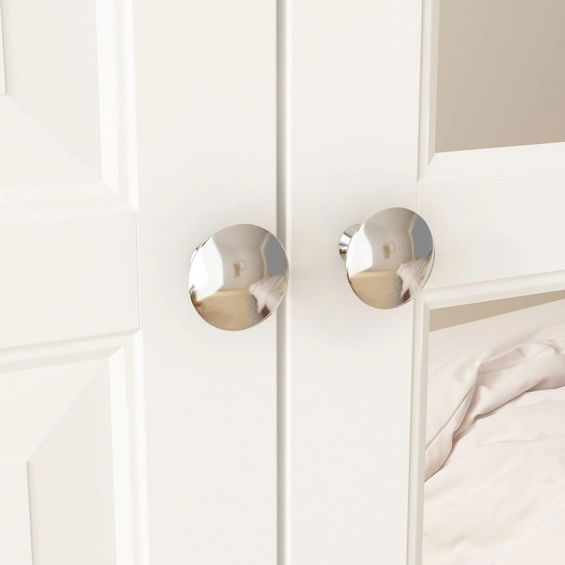47.2 Lacquered Armoires Wardrobes With Mirror Door 5 Drawer in White
