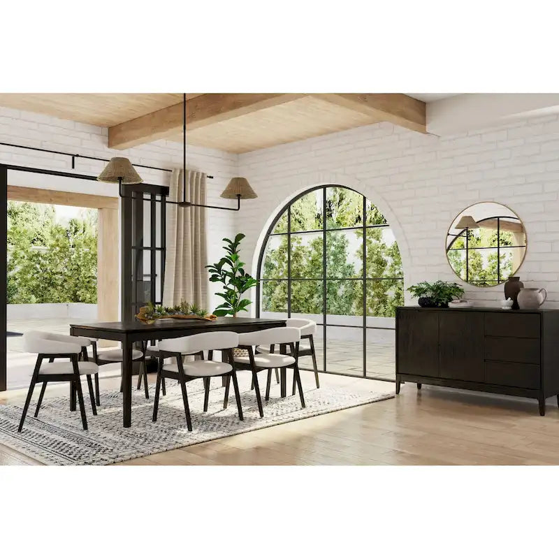 Cove Rectangular Solid Wood Dining Table, Vintage Black