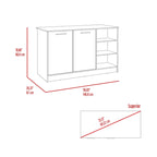 Ginger 59-inch Wide Kitchen Island with 3 Open Shelves and 2 Cabinets