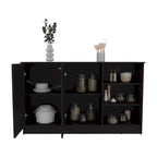 Ginger 59-inch Wide Kitchen Island with 3 Open Shelves and 2 Cabinets