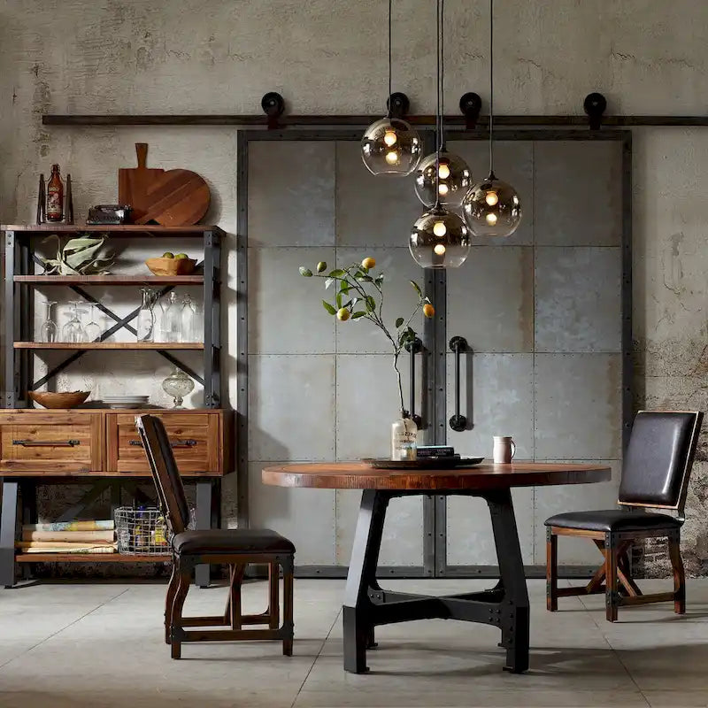 INK+IVY Lancaster Round Dining/Gathering Table - amber/ graphite