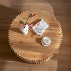 Retro Fashion Style Cylindrical Coffee Table with Vertical Texture Relief Design