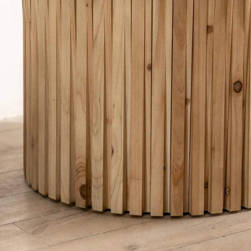 Retro Fashion Style Cylindrical Coffee Table with Vertical Texture Relief Design