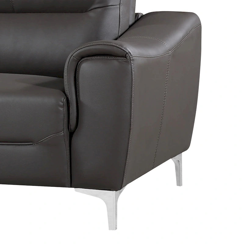 Strick & Bolton Vicente Grey Leather Gel 2-piece Living Room Set