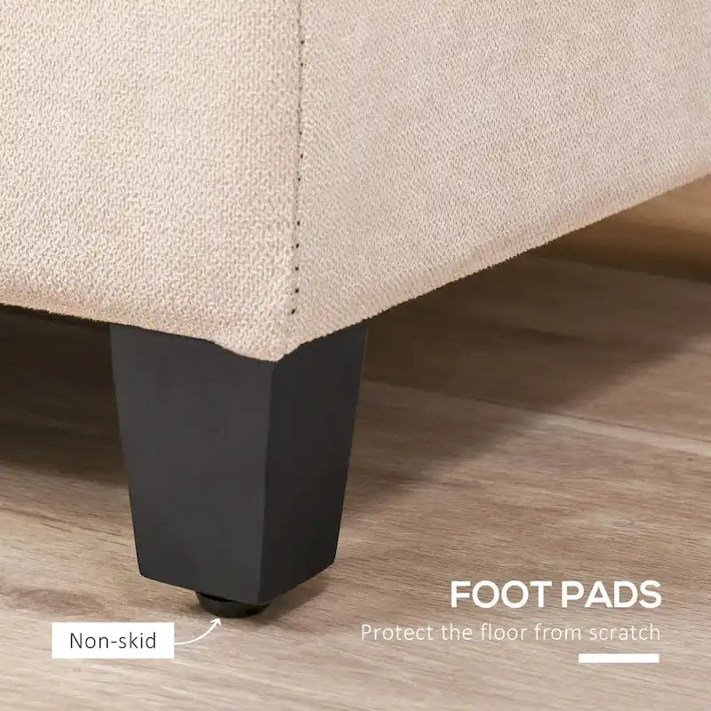 Storage Bench,End of Bed Bench, Linen Fabric Storage Chest with Lift Top, Tufted Ottoman with Storage for Living Room