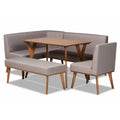 Odessa Grey Fabric and Walnut Finished Wood 5-PC Dining Nook Set