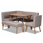 Odessa Grey Fabric and Walnut Finished Wood 5-PC Dining Nook Set