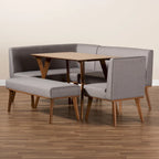Odessa Grey Fabric and Walnut Finished Wood 5-PC Dining Nook Set