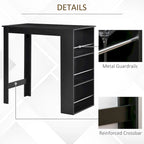 HOMCOM Modern Bar Table Counter Height Dining Table with 3 Storage Shelves for Kitchen, Dining Room, Living Room, Black