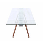 Somette Modern Dining Table with Extendable Glass Top & Solid Wood Legs