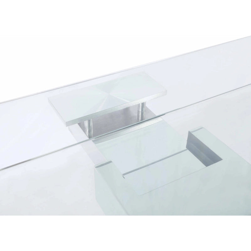 Somette Modern Dining Table with Extendable Glass Top & Solid Wood Legs