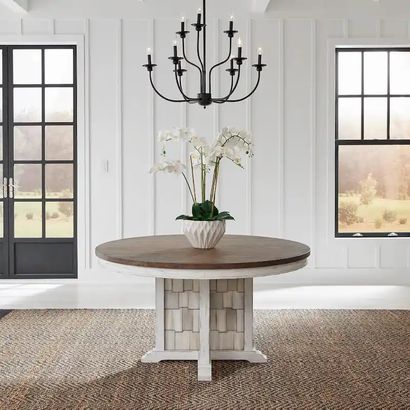 River Place Riverstone White 5 Piece Pedestal Table Set