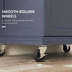 HOMCOM Kitchen Island on Wheels, Rolling Kitchen Cart with Stainless Steel Countertop, Drawer, Gray