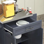 HOMCOM Kitchen Island on Wheels, Rolling Kitchen Cart with Stainless Steel Countertop, Drawer, Gray