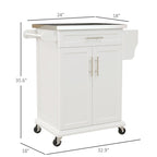 HOMCOM Kitchen Island on Wheels, Rolling Kitchen Cart with Stainless Steel Countertop, Drawer, Gray