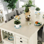 Tia Transitional Antique White Wood Multi-Storage 3-Piece Kitchen Island Set by