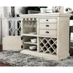 Tia Transitional Antique White Wood Multi-Storage 3-Piece Kitchen Island Set by