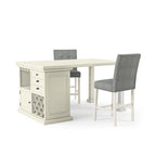 Tia Transitional Antique White Wood Multi-Storage 3-Piece Kitchen Island Set by