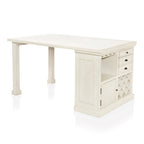 Tia Transitional Antique White Wood Multi-Storage 3-Piece Kitchen Island Set by