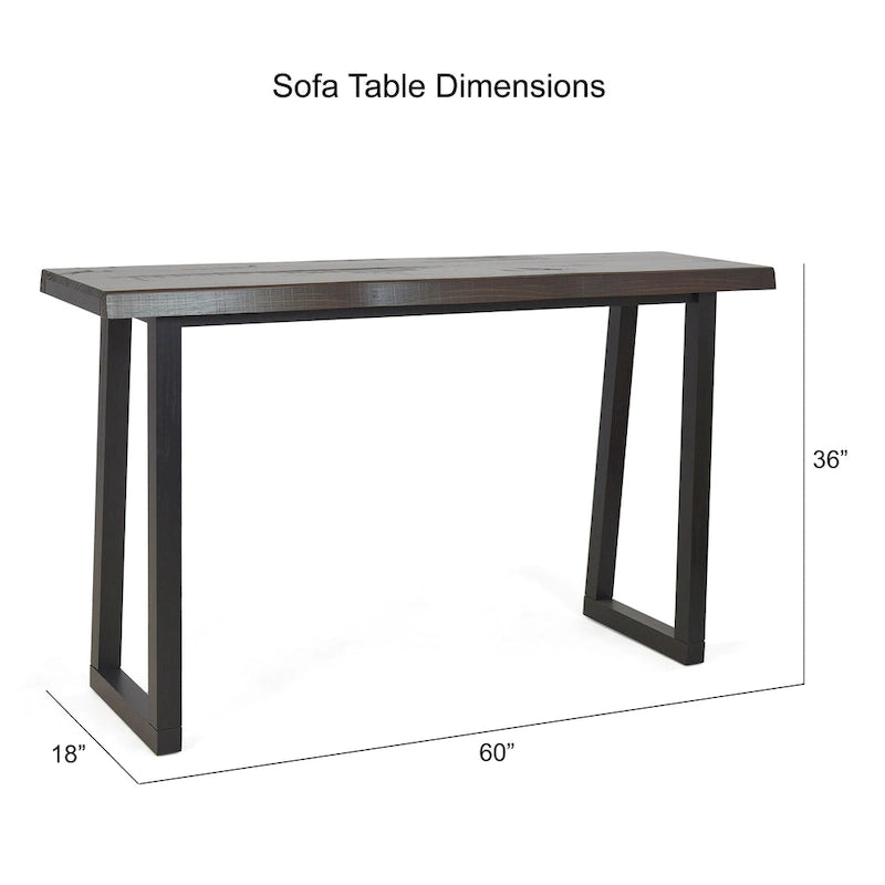Steve Silver Joliet Live Edge Distressed Cherry and Ebony Console Bar Table