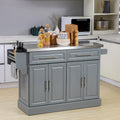 HOMCOM Rolling Kitchen Island with Storage, Portable Kitchen Cart with Stainless Steel Top, Gray