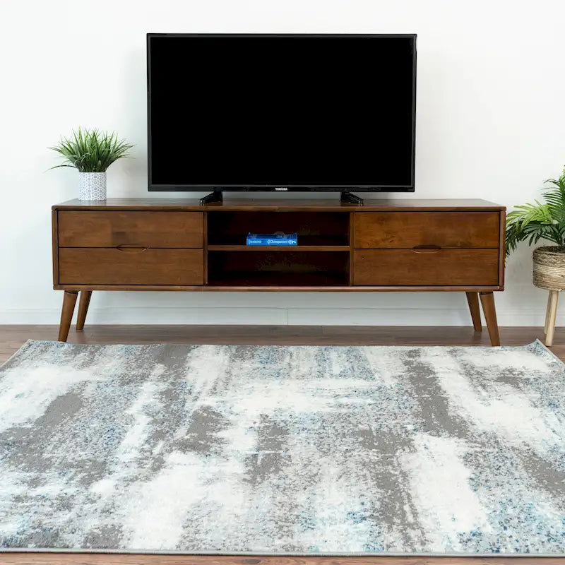 Bruno Mid Century Modern Walnut TV Console w/6 Storage Cabinet, Low Profile Entertainment Wood TV Stand