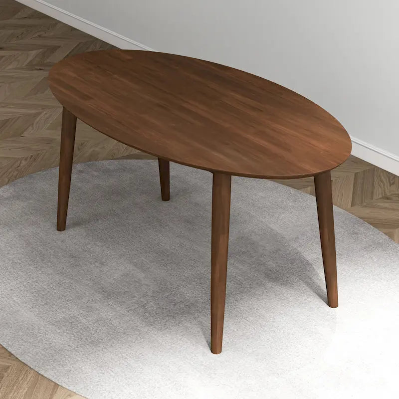 Kailey Mid Century 67-inch Oval Solid Wood Dining Table in Brown - 67 inches