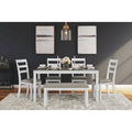  Stonehollow White and Gray Dining Table and Chairs with Bench (Set of 6)