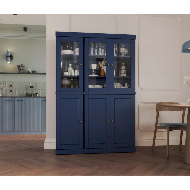 Palace Imports 100% Solid Wood China Pantry with Glass or Solid Wood Doors and 2-Drawers - 48.5 x 71.5