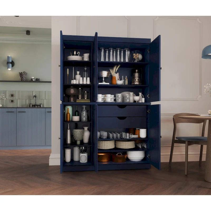 Palace Imports 100% Solid Wood China Pantry with Glass or Solid Wood Doors and 2-Drawers - 48.5 x 71.5