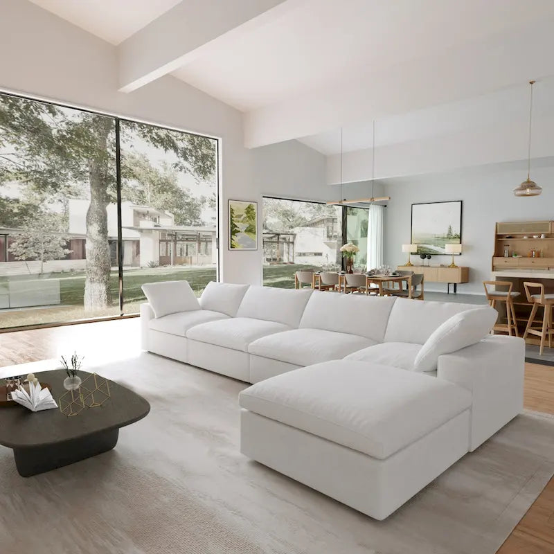 L Shape Couches for Living Room, Modern Modular Convertible Sectional Sofa Couch with Removable Cushion Covers